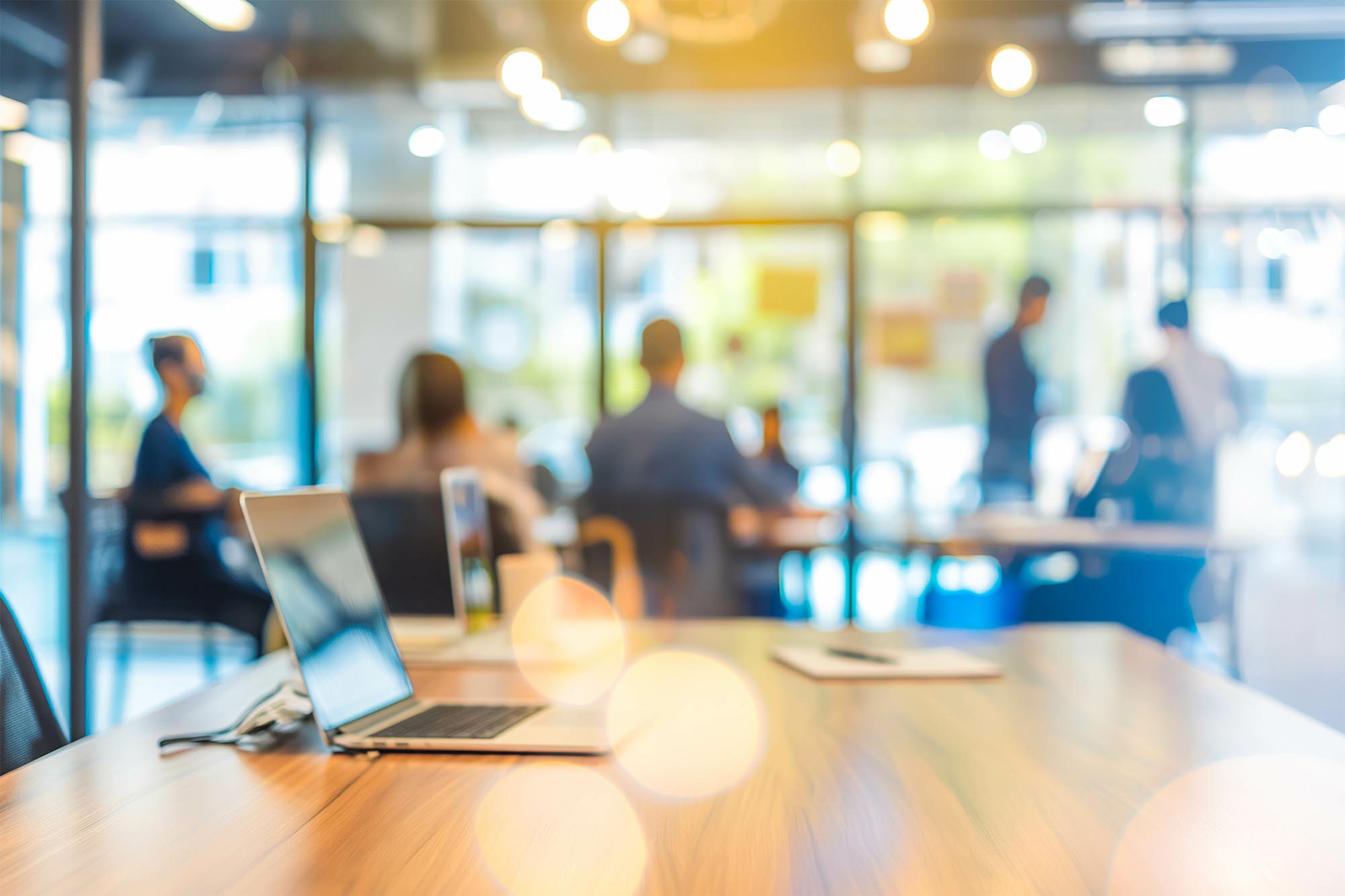 Blur office meeting blurred background with business people work