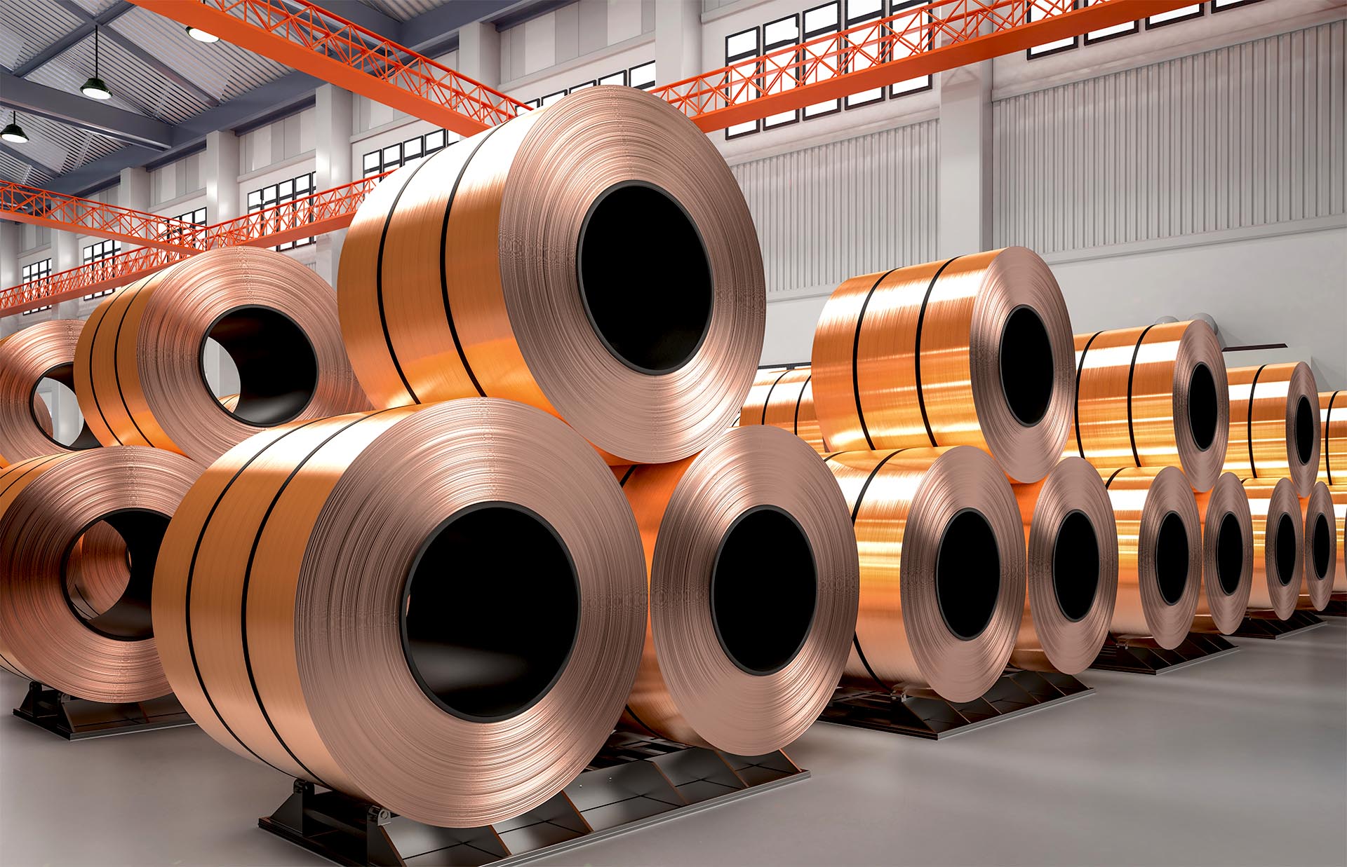 roll of copper sheets or heap of copper tapes